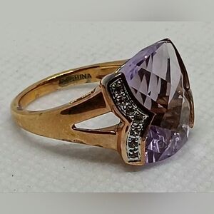 Fleur-De-Lis Amethyst Crystal Cocktail Ring Sz 7 NWOTs For Animal Rescues.